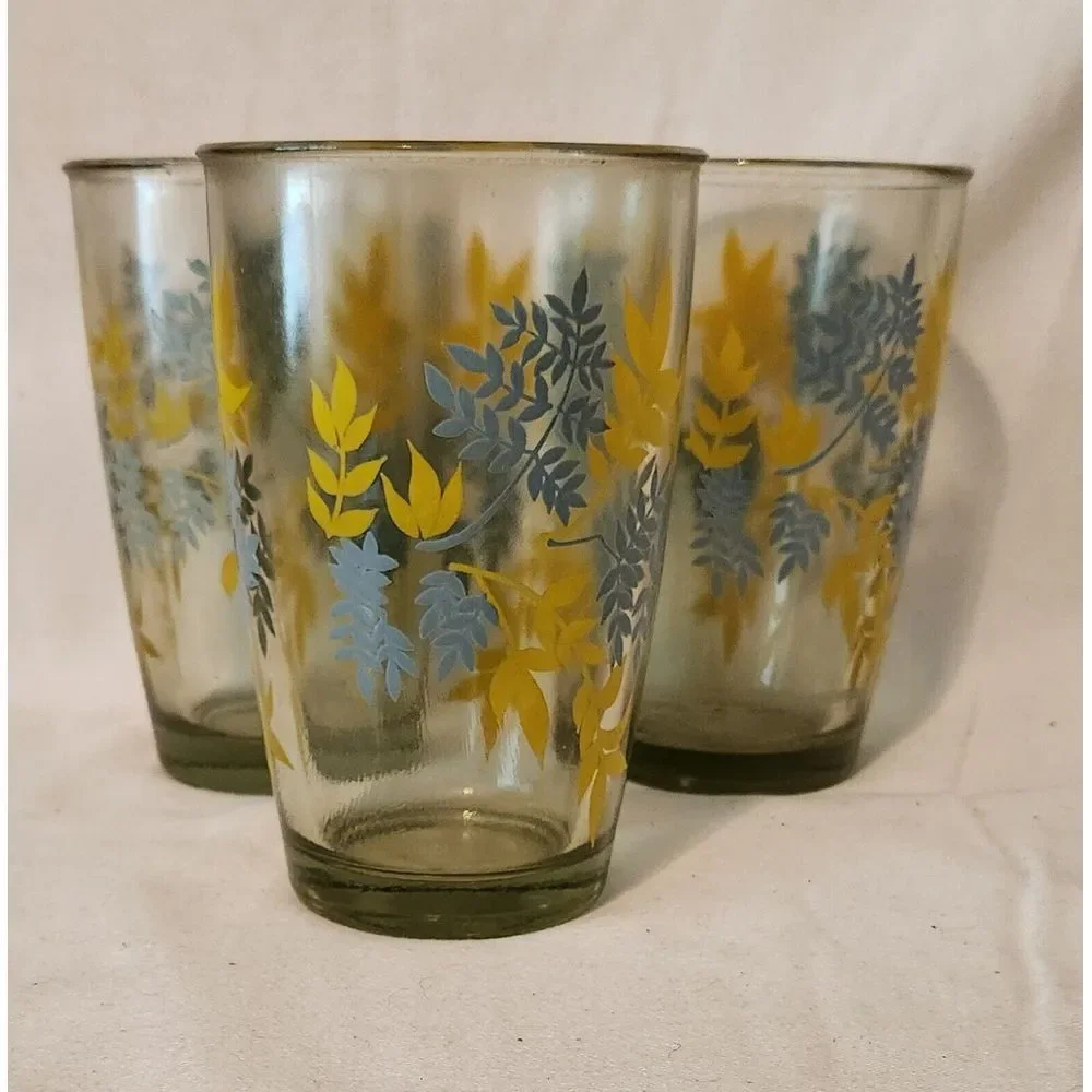 Vintage Drinking Glasses Heavy Set‎ Of 3